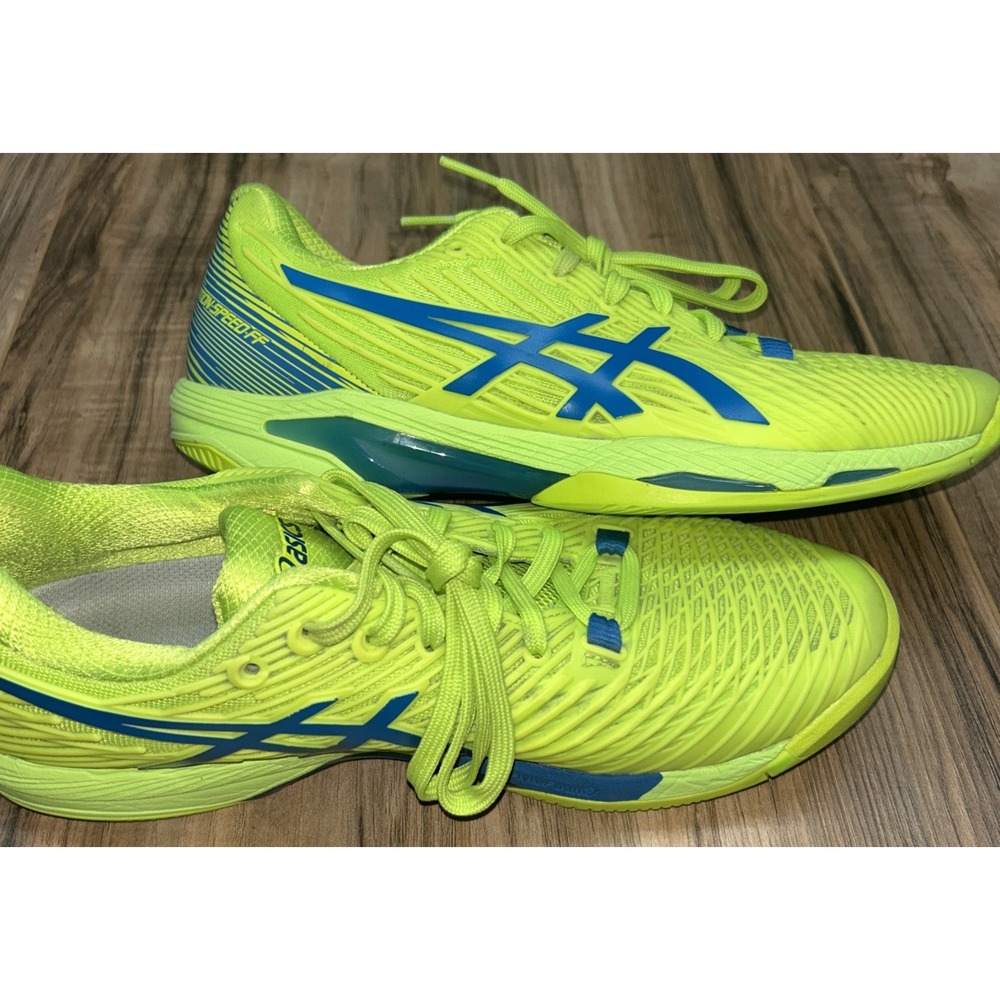 ASICS Women's Solution Speed FlyteFoam 2 Clay Tennis Shoes, 10, Hazard Green/Reb